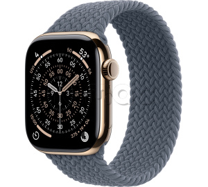 Купить Apple Watch Series 11 // 42мм GPS+Cellular // Корпус из титана золотого цвета, плетеный монобраслет цвета "якорный синий"