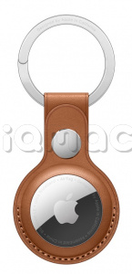 Кожаный брелок для AirTag с кольцом для ключей, золотисто-коричневый цвет