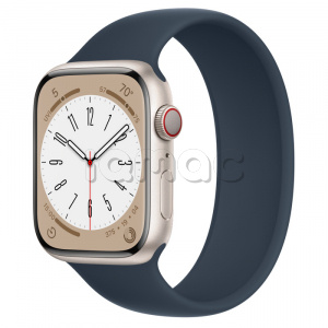 Купить Apple Watch Series 8 // 45мм GPS + Cellular // Корпус из алюминия цвета "сияющая звезда", монобраслет цвета "синий шторм"