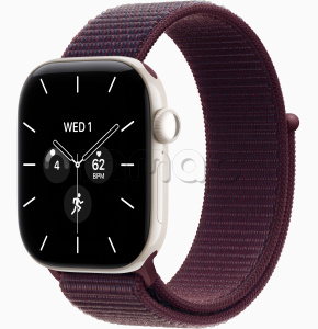 Купить Apple Watch Series 12 // 46мм GPS+Cellular // Корпус из керамики жемчужно-белого цвета, спортивный браслет бордового цвета