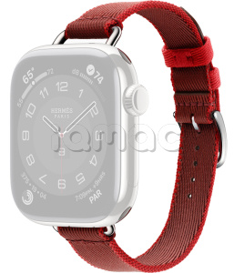 42мм Ремешок Hermès Twill Jump Attelage Single Tour цвета Rouge Grenat / Vermillon для Apple Watch
