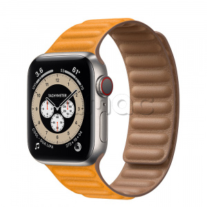 Купить Apple Watch Series 6 // 40мм GPS + Cellular // Корпус из титана, кожаный браслет цвета «Золотой апельсин», размер ремешка S/M