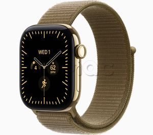 Купить Apple Watch Series 12 // 42мм GPS+Cellular // Корпус из титана золотого цвета, спортивный браслет оливкового цвета