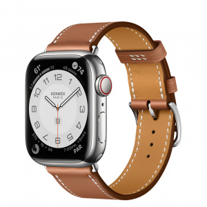 Apple Watch Series 7 Hermès // 41мм GPS + Cellular // Корпус из нержавеющей стали серебристого цвета, ремешок Single Tour цвета Gold