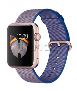 Купить Apple Watch Sport 42 мм, алюминий цвета «розовое золото», ремешок из плетёного нейлона цвета «кобальт»