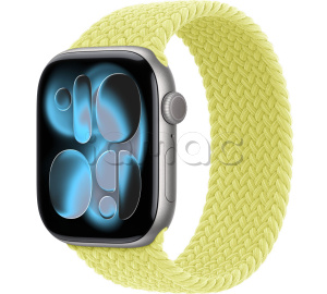 Купить Apple Watch Series 11 // 42мм GPS // Корпус из алюминия цвета "серый космос", плетеный монобраслет цвета "неоновый желтый"