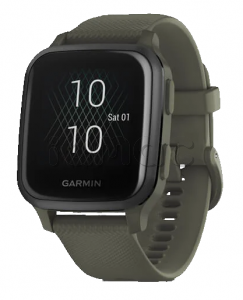 Купить Умные часы Garmin Venu Sq Music Edition (40mm), серый алюминиевый корпус, темно-зеленый силиконовый ремешок