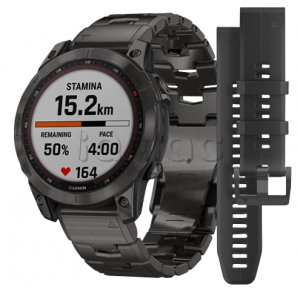 Купить Мультиспортивные часы Garmin Fenix 7 (47mm) Sapphire Solar, титановый угольно-серый DLC корпус, титановый угольно-серый DLC браслет