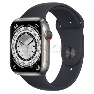 Купить Apple Watch Series 7 // 45мм GPS + Cellular // Корпус из титана, спортивный ремешок цвета «тёмная ночь»