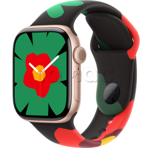 Купить Apple Watch Series 10 // 42мм GPS // Корпус из алюминия цвета "розовое золото", спортивный ремешок цвета Black Unity-Unity Bloom