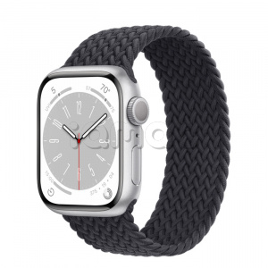 Купить Apple Watch Series 8 // 41мм GPS // Корпус из алюминия серебристого цвета, плетёный монобраслет цвета "темная ночь"