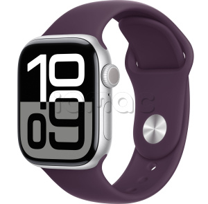 Купить Apple Watch Series 10 // 42мм GPS // Корпус из алюминия серебристого цвета, спортивный ремешок цвета "сливовый"