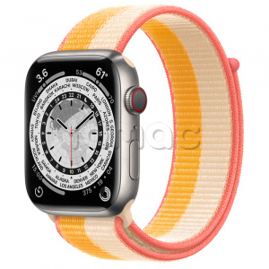 Купить Apple Watch Series 7 // 45мм GPS + Cellular // Корпус из титана, спортивный браслет цвета «спелый маис/белый»
