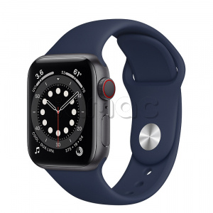 Купить Apple Watch Series 6 // 40мм GPS + Cellular // Корпус из алюминия цвета "серый космос", спортивный ремешок цвета «Тёмный ультрамарин»