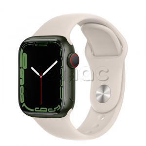 Купить Apple Watch Series 7 // 41мм GPS + Cellular // Корпус из алюминия зеленого цвета, спортивный ремешок цвета «сияющая звезда»