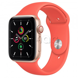 Купить Apple Watch SE // 44мм GPS + Cellular // Корпус из алюминия золотого цвета, спортивный ремешок цвета «Розовый цитрус» (2020)
