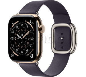 Купить Apple Watch Series 11 // 42мм GPS+Cellular // Корпус из титана золотого цвета, ремешок цвета "полуночный фиолетовый", с современной пряжкой (Modern Buckle)