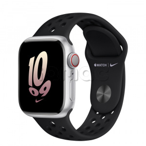 Купить Apple Watch Series 8 // 41мм GPS + Cellular // Корпус из алюминия серебристого цвета, спортивный ремешок Nike черного цвета