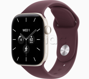 Купить Apple Watch Series 12 // 42мм GPS+Cellular // Корпус из керамики жемчужно-белого цвета, спортивный ремешок бордового цвета