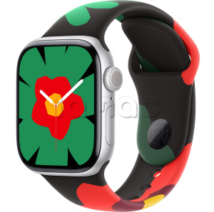 Купить Apple Watch Series 10 // 42мм GPS // Корпус из алюминия серебристого цвета, спортивный ремешок цвета Black Unity-Unity Bloom
