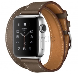 Купить Apple Watch Series 2 Hermès 38мм Корпус из нержавеющей стали, ремешок Double Tour из кожи Swift цвета Étoupe