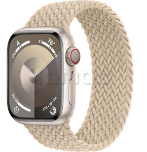 Купить Apple Watch Series 9 // 41мм GPS+Cellular // Корпус из алюминия цвета "сияющая звезда", плетёный монобраслет бежевого цвета