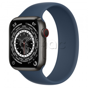 Купить Apple Watch Series 7 // 45мм GPS + Cellular // Корпус из титана цвета «черный космос», монобраслет цвета «синий омут»