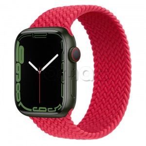 Купить Apple Watch Series 7 // 45мм GPS + Cellular // Корпус из алюминия зеленого цвета, плетёный монобраслет цвета (PRODUCT)RED