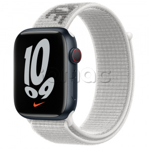 Купить Apple Watch Series 7 // 45мм GPS + Cellular // Корпус из алюминия цвета «тёмная ночь», спортивный браслет Nike цвета «снежная вершина»