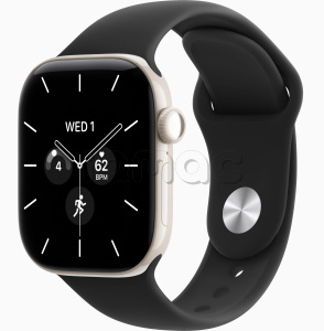 Купить Apple Watch Series 12 // 46мм GPS+Cellular // Корпус из керамики жемчужно-белого цвета, спортивный ремешок черного цвета