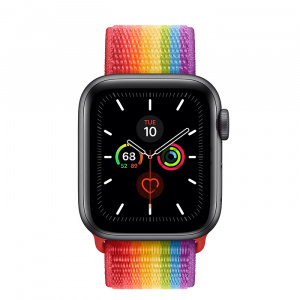 Купить Apple Watch Series 5 // 40мм GPS + Cellular // Корпус из титана цвета «серый космос», спортивный браслет радужного цвета