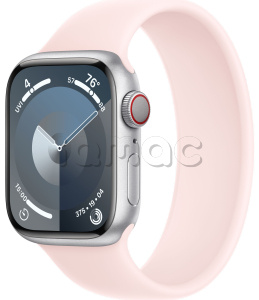 Купить Apple Watch Series 9 // 45мм GPS+Cellular // Корпус из алюминия серебристого цвета, монобраслет светло-розового цвета