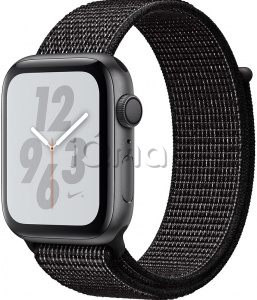 Купить Apple Watch Series 4 Nike+ // 44мм GPS // Корпус из алюминия цвета «серый космос», ремешок из плетёного нейлона Nike чёрного цвета (MU7J2)