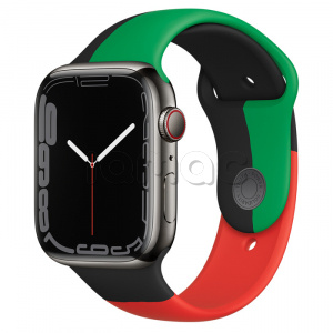 Купить Apple Watch Series 7 // 45мм GPS + Cellular // Корпус из нержавеющей стали графитового цвета, спортивный ремешок цвета «Black Unity»