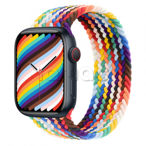 Купить Apple Watch Series 7 // 45мм GPS + Cellular // Корпус из алюминия цвета «тёмная ночь», плетёный монобраслет радужного цвета