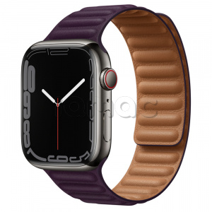 Купить Apple Watch Series 7 // 45мм GPS + Cellular // Корпус из нержавеющей стали графитового цвета, кожаный браслет цвета «тёмная вишня», размер ремешка M/L