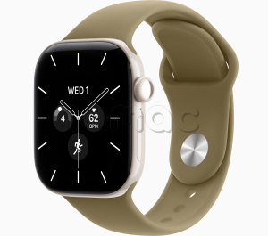 Купить Apple Watch Series 12 // 42мм GPS+Cellular // Корпус из керамики жемчужно-белого цвета, спортивный ремешок оливкового цвета