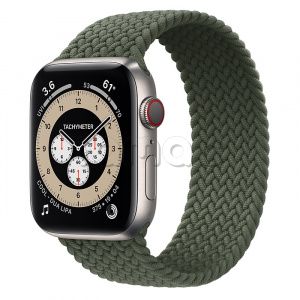 Купить Apple Watch Series 6 // 44мм GPS + Cellular // Корпус из титана, плетёный монобраслет цвета «Зелёные холмы»