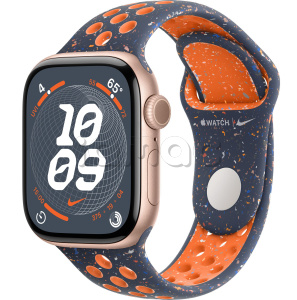 Купить Apple Watch Series 10 // 42мм GPS (Custom) Корпус из алюминия цвета "розовое золото", спортивный ремешок Nike цвета "Синее пламя"