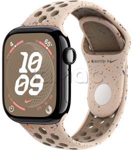 Купить Apple Watch Series 10 // 46мм GPS (Custom) Черный глянцевый корпус из алюминия, спортивный ремешок Nike цвета "Пустынный камень"