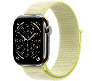 Apple Watch Series 11 // 42мм GPS+Cellular // Корпус из титана натурального цвета, спортивный браслет цвета "неоновый желтый"