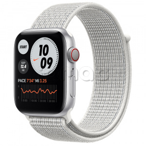 Купить Apple Watch Series 6 // 44мм GPS + Cellular // Корпус из алюминия серебристого цвета, спортивный браслет Nike цвета «Снежная вершина»