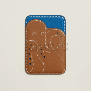 Чехол-бумажник Hermès "Octopus" с MagSafe для iPhone, цвет Bleu de France/ Голубая Франция