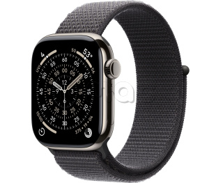Купить Apple Watch Series 11 // 42мм GPS+Cellular // Корпус из титана натурального цвета, спортивный браслет темно-серого цвета