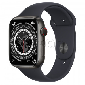 Купить Apple Watch Series 7 // 45мм GPS + Cellular // Корпус из титана цвета «черный космос», спортивный ремешок цвета «тёмная ночь»