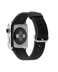 38/40мм Черный кожаный ремешок с классической пряжкой для Apple Watch