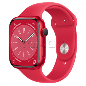Купить Apple Watch Series 8 // 45мм GPS + Cellular // Корпус из алюминия цвета (PRODUCT)RED, спортивный ремешок цвета (PRODUCT)RED