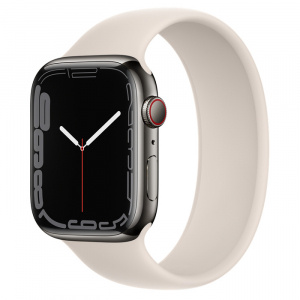 Apple Watch Series 7 // 45мм GPS + Cellular // Корпус из нержавеющей стали графитового цвета, монобраслет цвета «сияющая звезда»