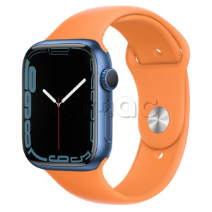 Купить Apple Watch Series 7 // 45мм GPS // Корпус из алюминия синего цвета, спортивный ремешок  цвета «весенняя мимоза»