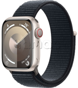 Купить Apple Watch Series 9 // 45мм GPS+Cellular // Корпус из алюминия цвета "сияющая звезда", спортивный браслет цвета "темная ночь"